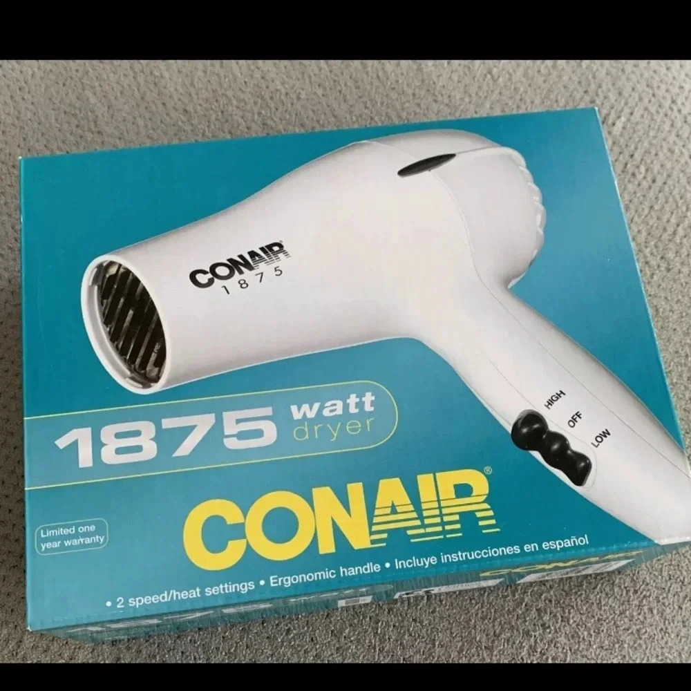 CONAIR Hair Dryer 1875 Watt 2 Speed/Heat High or Low 247XN White New In Box!